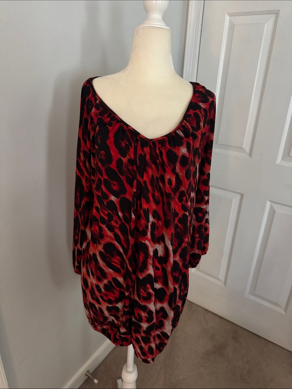 INC International Concepts Black and Red Leopard-Print top